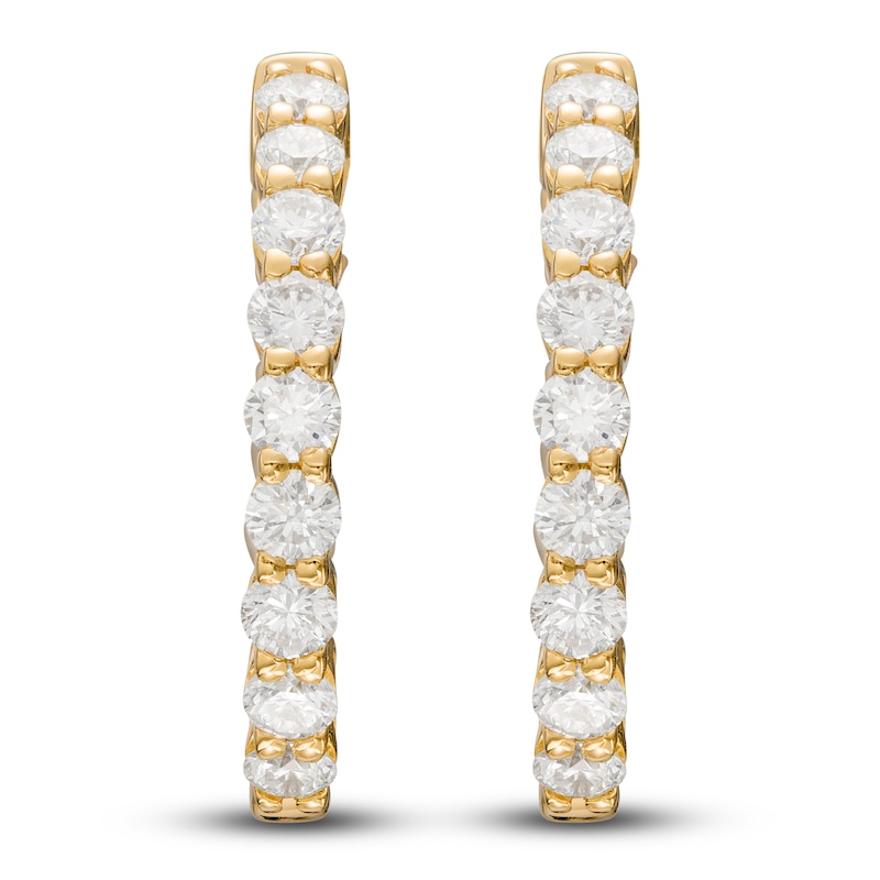 Lab-Created Diamond Hoop Earrings 1 ct tw Round 14K Yellow Gold