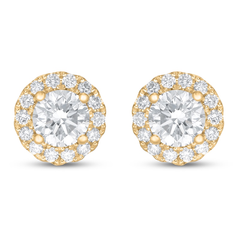Main Image 3 of Lab-Grown Diamond Stud Earrings 1-1/2 ct tw Round 14K Yellow Gold