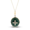 Thumbnail Image 1 of Natural Malachite Necklace 1/20 ct tw Diamonds 14K Yellow Gold
