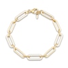 Thumbnail Image 1 of Italia D'Oro Paperclip Bracelet White Enamel 14K Yellow Gold 7.25"