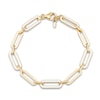 Thumbnail Image 0 of Italia D'Oro Paperclip Bracelet White Enamel 14K Yellow Gold 7.25"