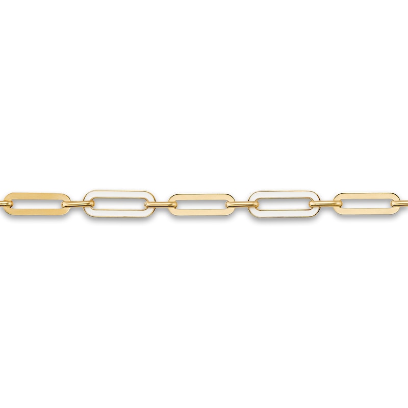 Main Image 2 of Italia D'Oro Paperclip Bracelet White Enamel 14K Yellow Gold 7.25"