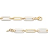 Thumbnail Image 2 of Italia D'Oro Paperclip Bracelet White Enamel 14K Yellow Gold 7.25"