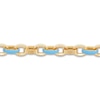 Thumbnail Image 1 of Italia D'Oro Oval Link Bracelet Light Blue Enamel 14K Yellow Gold 7.5"