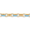 Thumbnail Image 2 of Italia D'Oro Oval Link Bracelet Light Blue Enamel 14K Yellow Gold 7.5"