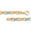 Thumbnail Image 2 of Italia D'Oro Oval Link Bracelet Light Blue Enamel 14K Yellow Gold 7.5"