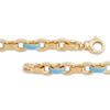 Thumbnail Image 3 of Italia D'Oro Oval Link Bracelet Light Blue Enamel 14K Yellow Gold 7.5"
