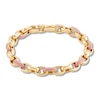 Thumbnail Image 1 of Italia D'Oro Oval Link Bracelet Pink Enamel 14K Yellow Gold 7.5"