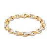 Thumbnail Image 1 of Italia D'Oro Oval Link Bracelet White Enamel 14K Yellow Gold 7.5"