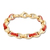 Thumbnail Image 1 of Italia D'Oro Oval Link Bracelet Red Enamel 14K Yellow Gold 7.5"