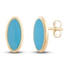 Thumbnail Image 1 of Italia D'Oro Oval Stud Earrings Blue Enamel 14K Yellow Gold