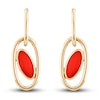 Thumbnail Image 1 of Italia D'Oro Oval Drop Earrings Red Enamel 14K Yellow Gold