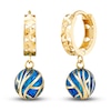 Thumbnail Image 1 of Italia D'Oro Blue Enamel Diamond-Cut Dangle Earrings 14K Yellow Gold