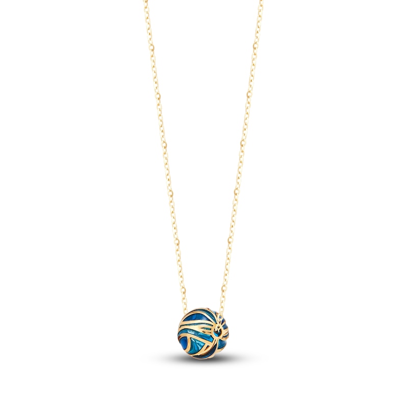 Main Image 2 of Italia D'Oro Solid Beaded Necklace Blue Enamel 14K Yellow Gold 18"