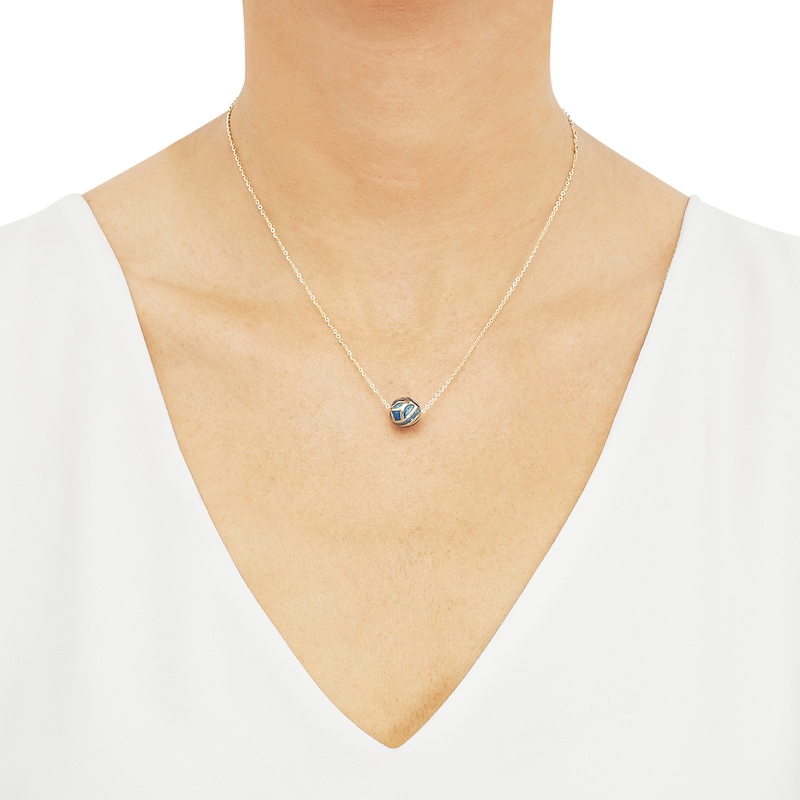 Main Image 3 of Italia D'Oro Solid Beaded Necklace Blue Enamel 14K Yellow Gold 18"