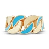 Thumbnail Image 3 of Italia D'Oro Puzzle Design Band Blue Enamel 14K Yellow Gold