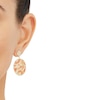 Thumbnail Image 2 of Italia D'Oro Orange/Yellow /White Enamel Diamond-Cut Disk Dangle Earrings 14K Yellow Gold