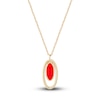 Thumbnail Image 0 of Italia D'Oro Oval Drop Necklace Red Enamel 14K Yellow Gold