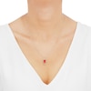 Thumbnail Image 2 of Italia D'Oro Oval Drop Necklace Red Enamel 14K Yellow Gold