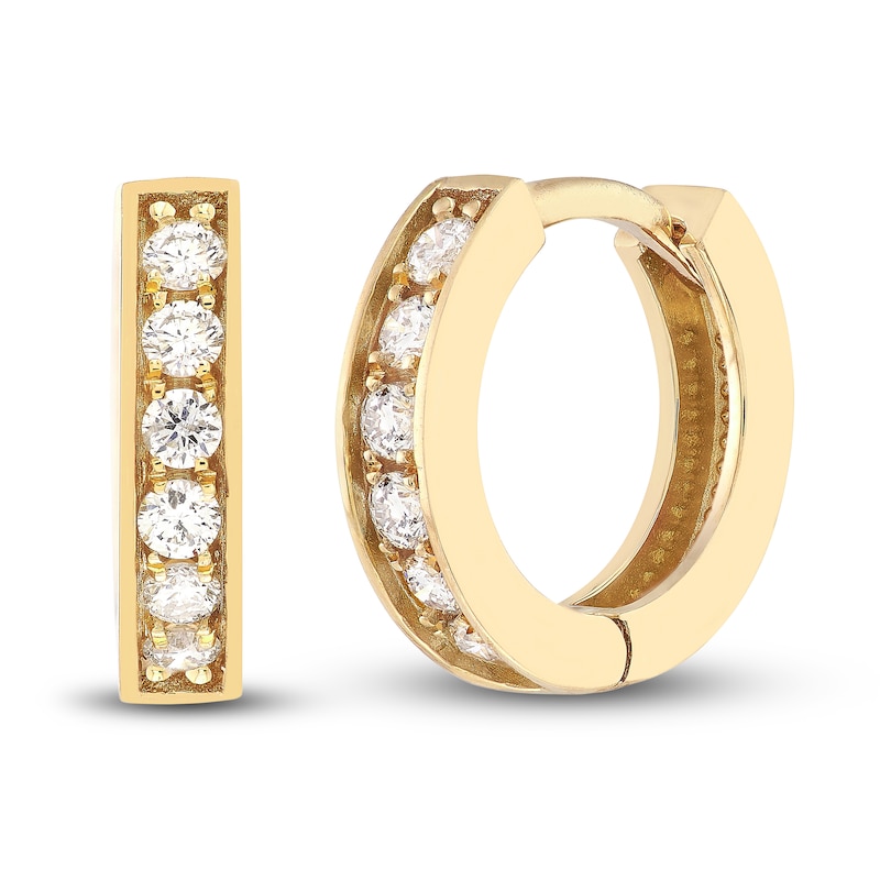 Diamond Huggie Earrings 1/8 ct tw Round 14K Yellow Gold 10mm | Jared