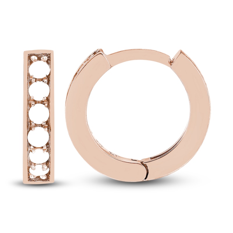 Diamond Huggie Earrings 1/8 ct tw Round 14K Rose Gold 10mm