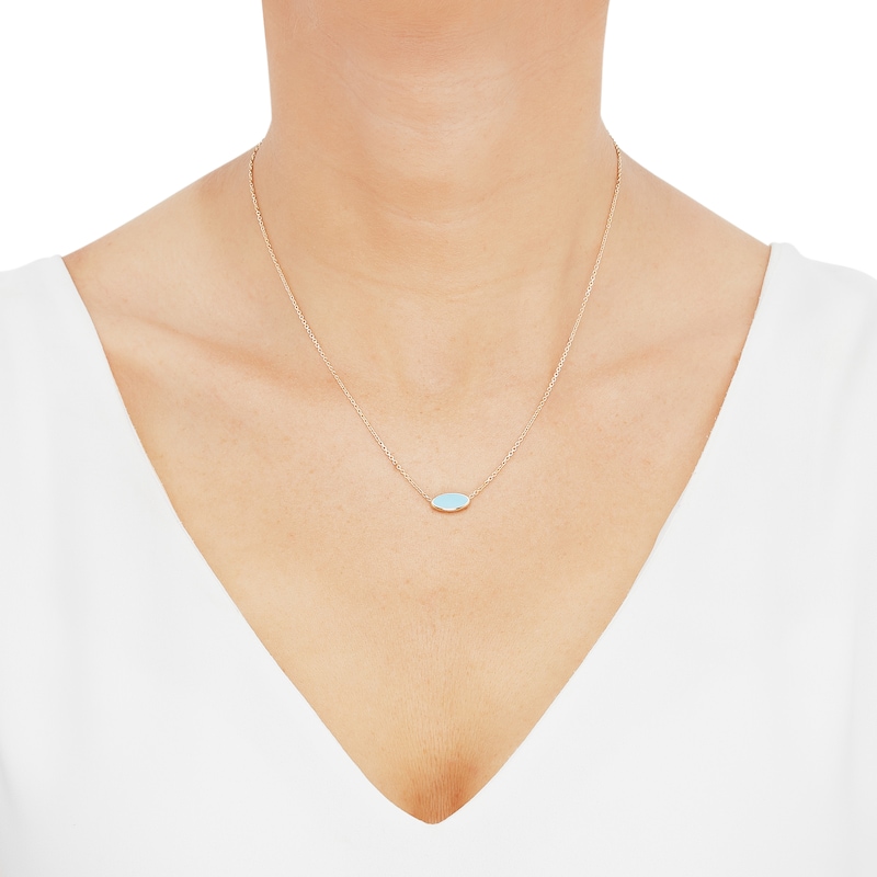 Main Image 2 of Italia D'Oro Solid Circle Bead Necklace Blue Enamel 14K Yellow Gold 16"