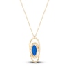 Thumbnail Image 0 of Italia D'Oro Solid Circle Drop Necklace Blue Enamel 14K Yellow Gold 18"