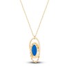 Thumbnail Image 1 of Italia D'Oro Solid Circle Drop Necklace Blue Enamel 14K Yellow Gold 18"