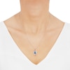 Thumbnail Image 1 of Italia D'Oro Solid Circle Drop Necklace Blue Enamel 14K Yellow Gold 18"