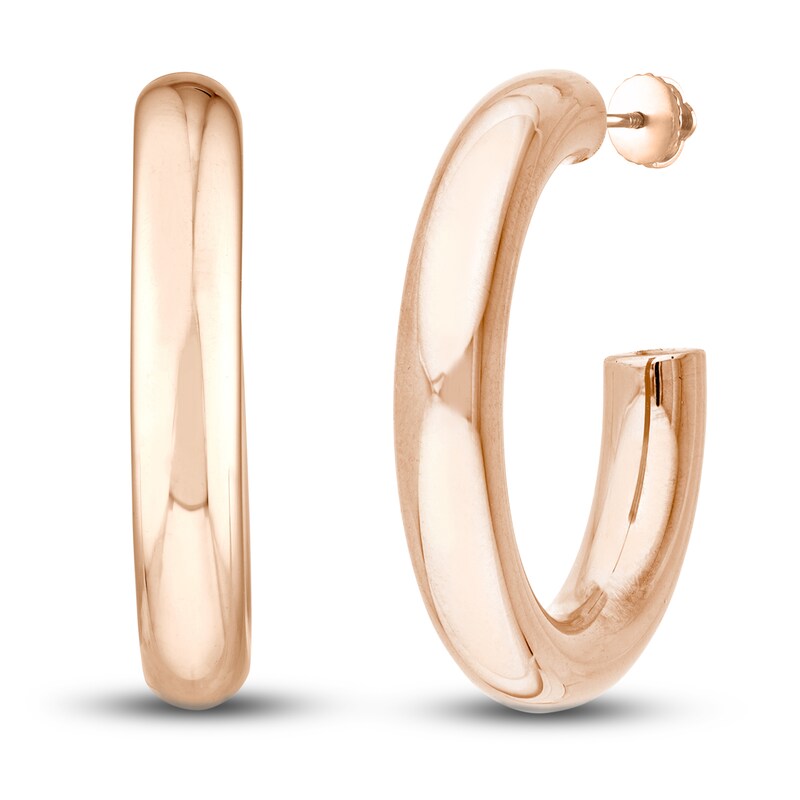 Main Image 1 of Polished Open Hoop Earrings 14K Rose Gold 30mm