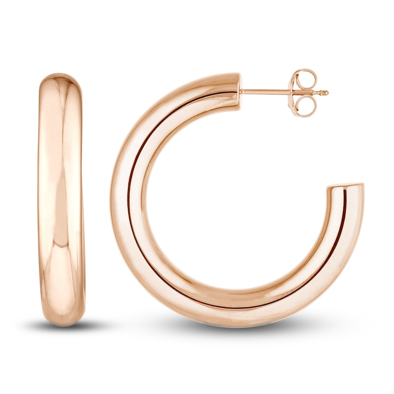 Main Image 2 of Polished Open Hoop Earrings 14K Rose Gold 30mm