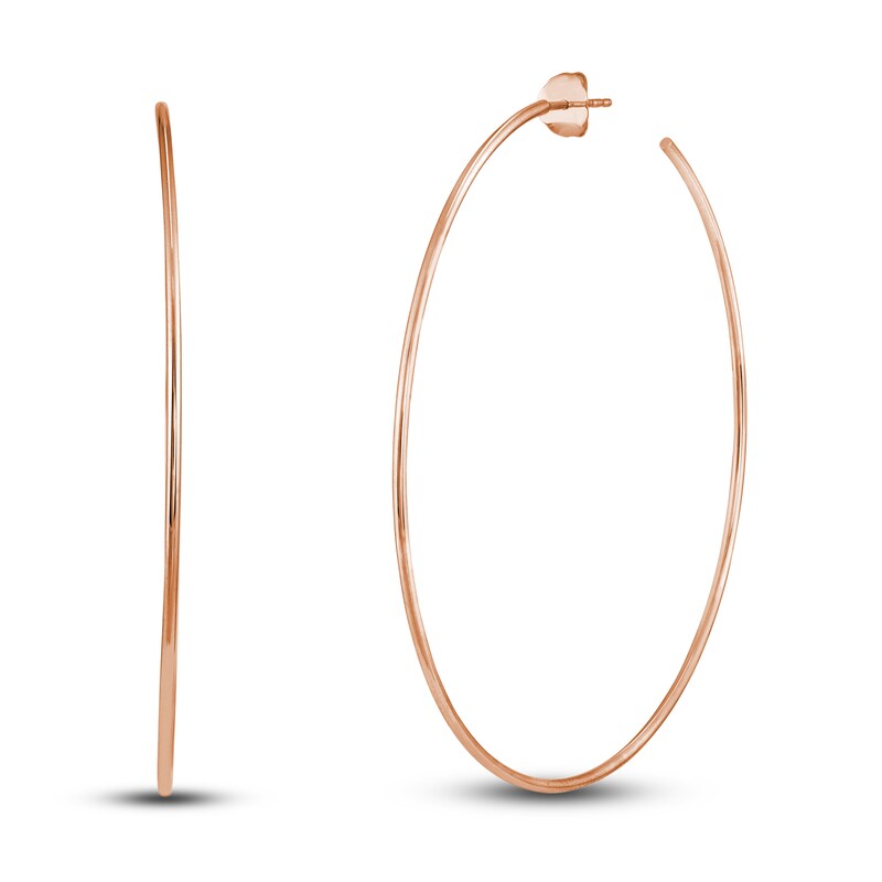Main Image 1 of Round Wire Hoop Earrings 14K Rose Gold 60mm