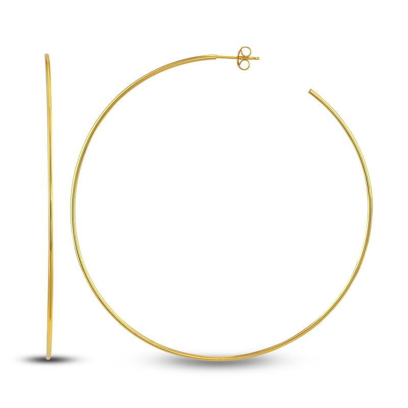 Main Image 2 of Round Wire Hoop Earrings 14K Yellow Gold 75mm