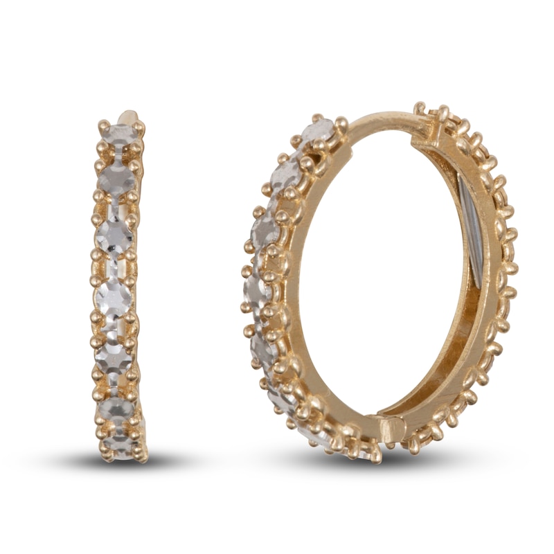 Diamond-Cut Round Hoop Earrings 14K Yellow Gold 19.3mm