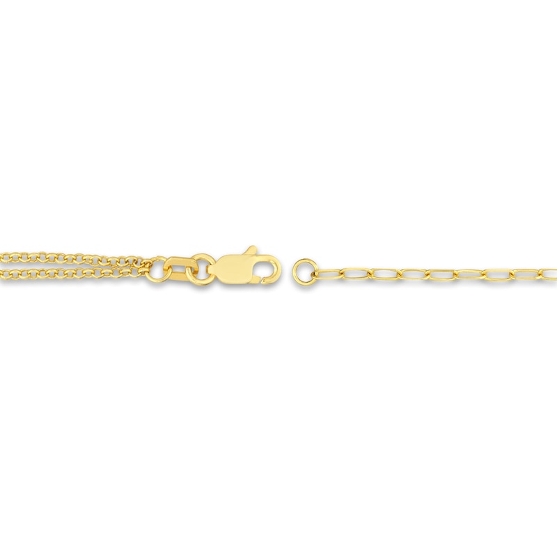 Main Image 3 of Paperclip/Rolo Heart Bracelet 14K Yellow Gold 7.3"