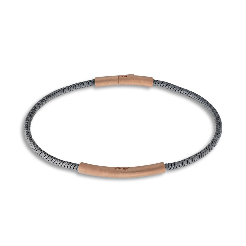 Marco Dal Maso Men's Ultrafine Bracelet Sterling Silver/18K Rose Gold-Plated 8"