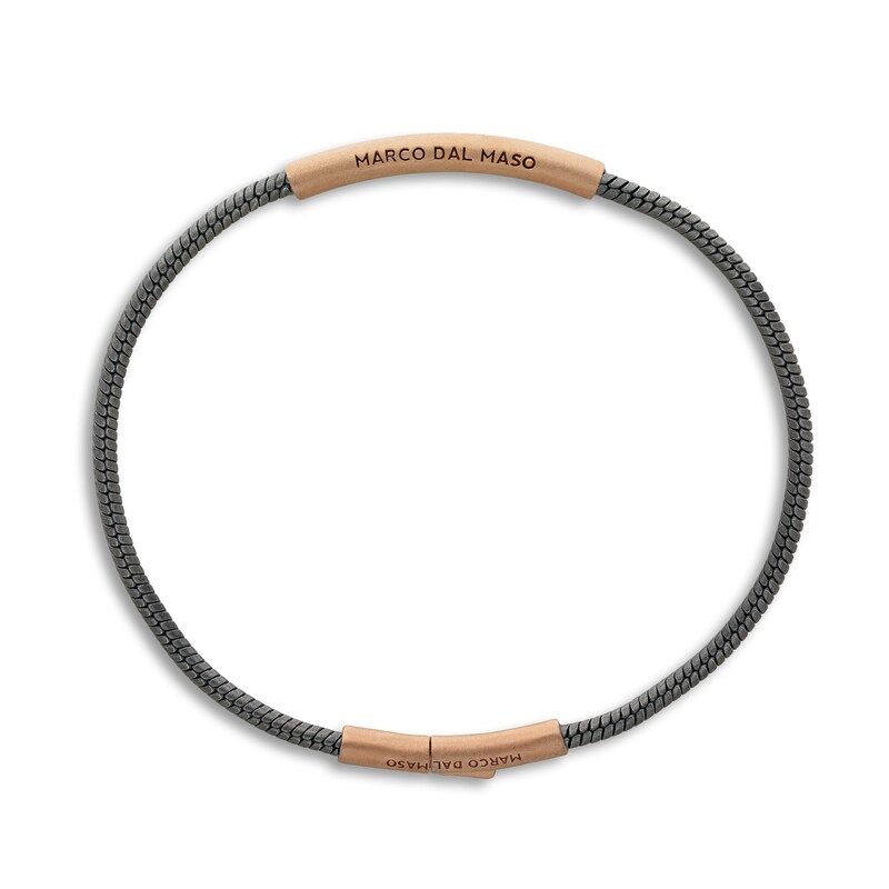 Marco Dal Maso Men's Ultrafine Bracelet Sterling Silver/18K Rose Gold-Plated 8"