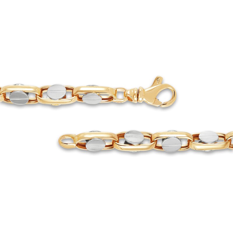 Main Image 3 of LUSSO by Italia D'Oro Men's Screw Link Bracelet 14K Two-Tone Gold 8.47"