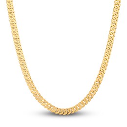 LUSSO by Italia D'Oro Men's Flat Link Chain Necklace 14K Yellow Gold 22.05&quot;