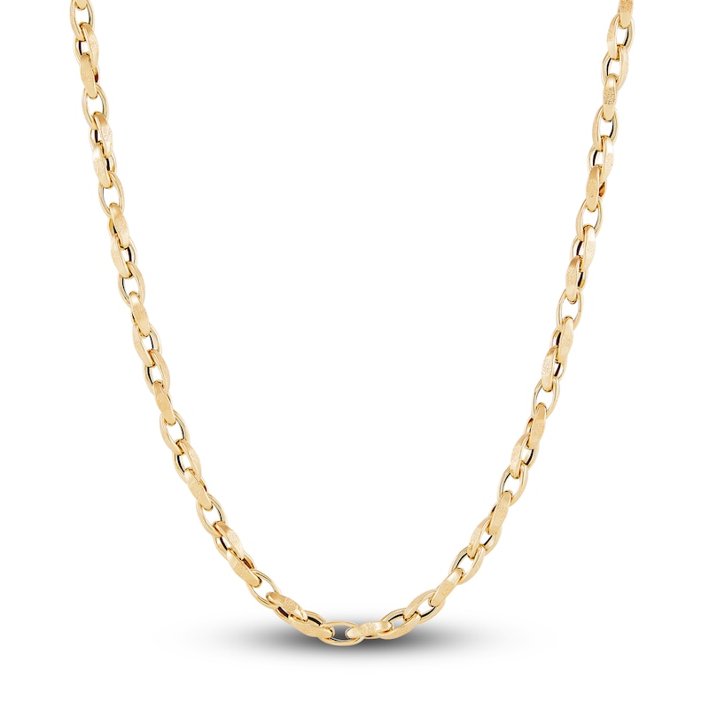 LUSSO by Italia D'Oro Men's Oval Rolo Chain Necklace 14K Yellow Gold 22" 8.6mm