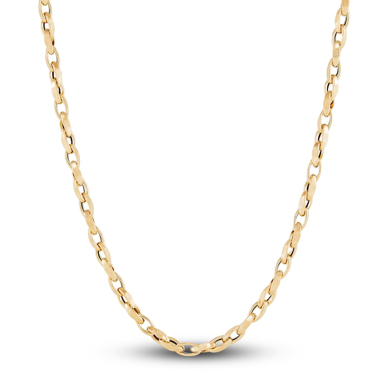 Main Image 1 of LUSSO by Italia D'Oro Men's Oval Rolo Chain Necklace 14K Yellow Gold 22" 4.5mm