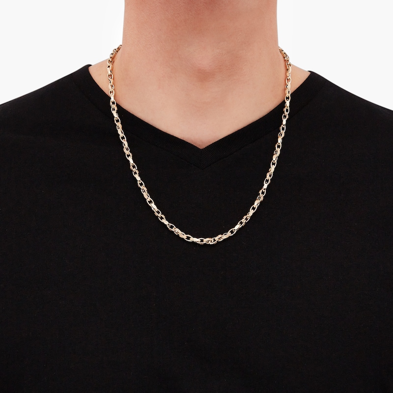 Main Image 3 of LUSSO by Italia D'Oro Men's Oval Rolo Chain Necklace 14K Yellow Gold 22" 4.5mm