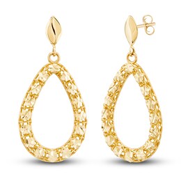Italia D'Oro Diamond-Cut Pear Tube Drop Earrings 14K Yellow Gold