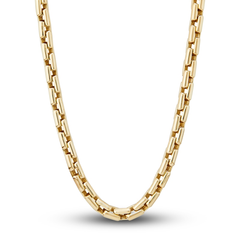 Main Image 1 of LUSSO by Italia D'Oro Men's Square Link Chain Necklace 14K Yellow Gold 22" 6mm