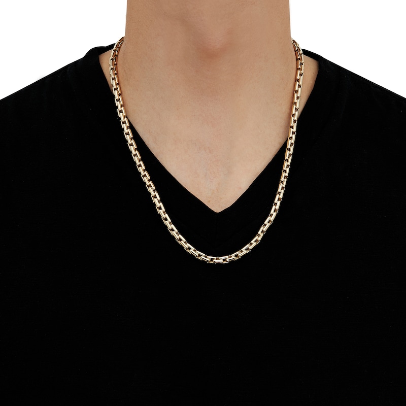 Main Image 3 of LUSSO by Italia D'Oro Men's Square Link Chain Necklace 14K Yellow Gold 22" 6mm