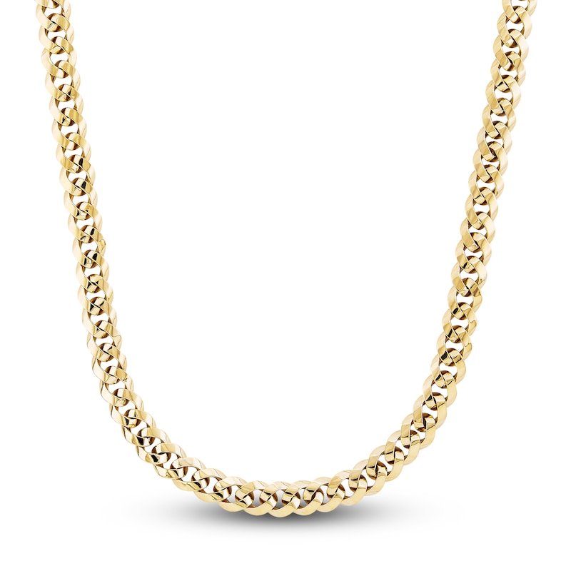 Main Image 1 of LUSSO by Italia D'Oro Men's Monaco Chain Necklace 14K Yellow Gold 24" 9mm