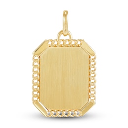 LUSSO by Italia D'Oro Men's Satin Dog Tag Charm 14K Yellow Gold