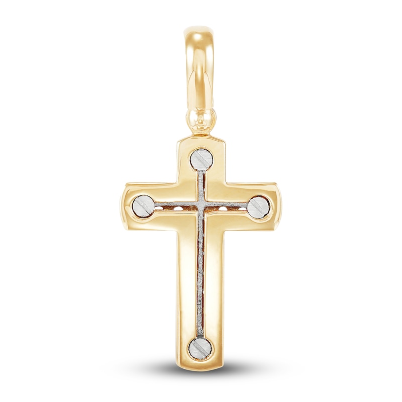 LUSSO by Italia D'Oro Men's Cross Charm 14K Yellow Gold