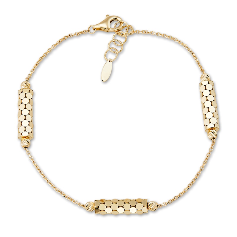 Main Image 1 of Italia D'Oro Triple Tube Station Bracelet 14K Yellow Gold 7"