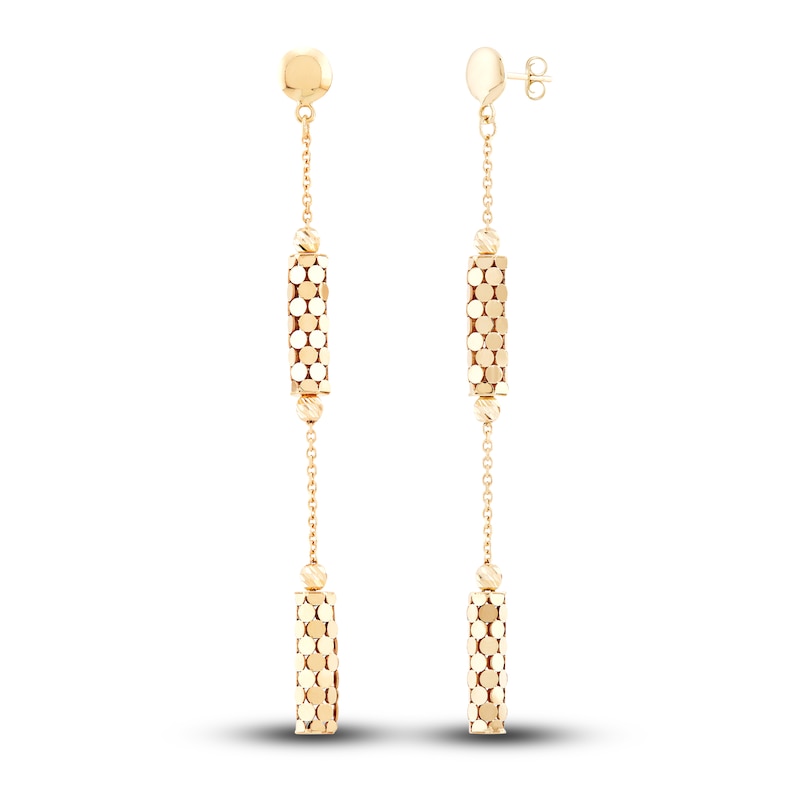 Italia D'Oro Double Bar Drop Earrings 14K Yellow Gold